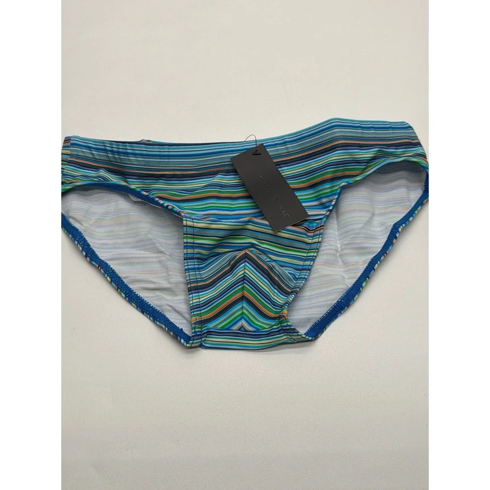 Todd Sanfield Blue Vibrant Striped Deep Swim Brief FR5158‎ Mens XS NEW